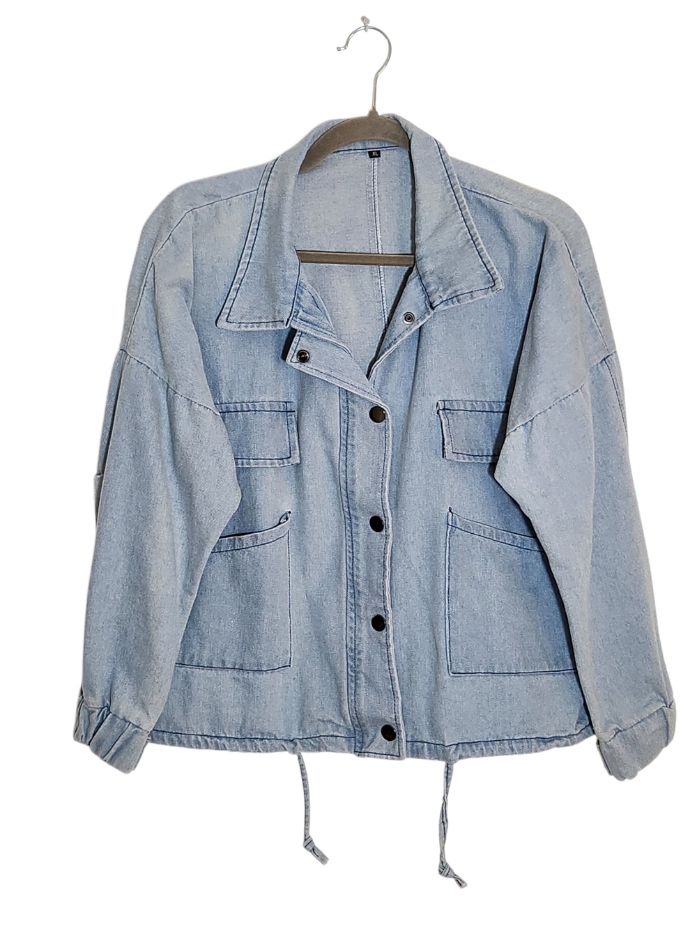 Light Wash Denim Cropped Jacket Size XL Flaw